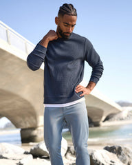 Vuori Jamestown Crew Men's Navy Waffle Crewneck