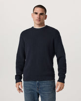 Vuori Denver Waffle Crew Sweater Men's Navy Wool Sweater