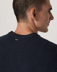 Vuori Denver Waffle Crew Sweater Men's Navy Wool Sweater