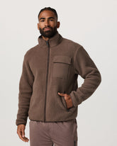 Vuori Alpine Fleece Full Zip Men's Elm Mock Neck Jacket