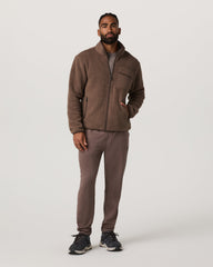 Vuori Alpine Fleece Full Zip Men's Elm Mock Neck Jacket