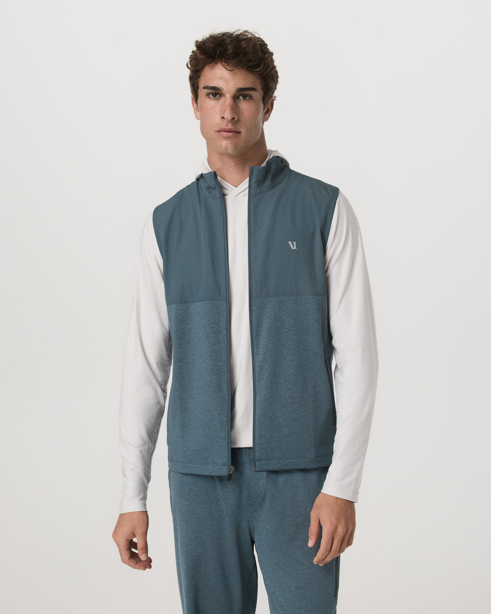 Vuori Sunday Element Vest Blue Sea Heather Full-Zip Vest