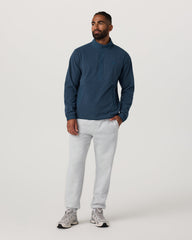 Vuori Aspen 1/2 Snap Men's Ocean Blue Mock-Neck Pullover