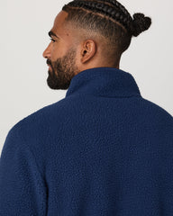 Vuori Alpine Fleece Full Zip Men's Blue Coast Mock Neck Jacket