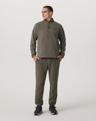 Vuori Aspen 1/2 Snap Men's Fleece Mock-Neck Pullover in Root