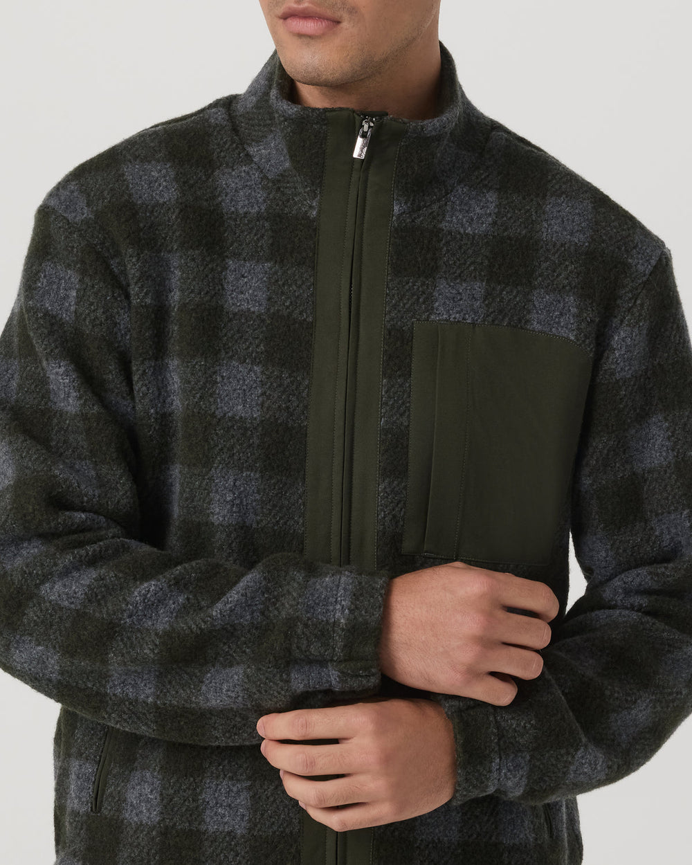Vuori Ridge Fleece Jacket Men's Olive Plaid Zip-Up