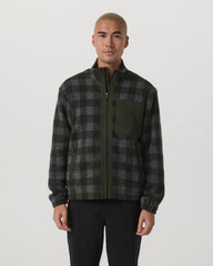 Vuori Ridge Fleece Jacket Men's Olive Plaid Zip-Up