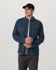 Vuori Aspen Shirt Jacket Men's Ocean Blue Fleece Shirt Jacket