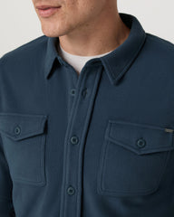 Vuori Aspen Shirt Jacket Men's Ocean Blue Fleece Shirt Jacket