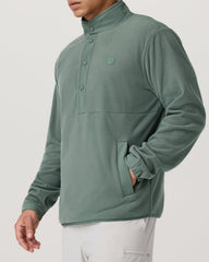 Vuori Aspen 1/2 Snap Men's Fleece Mock-Neck Pullover: Marsh