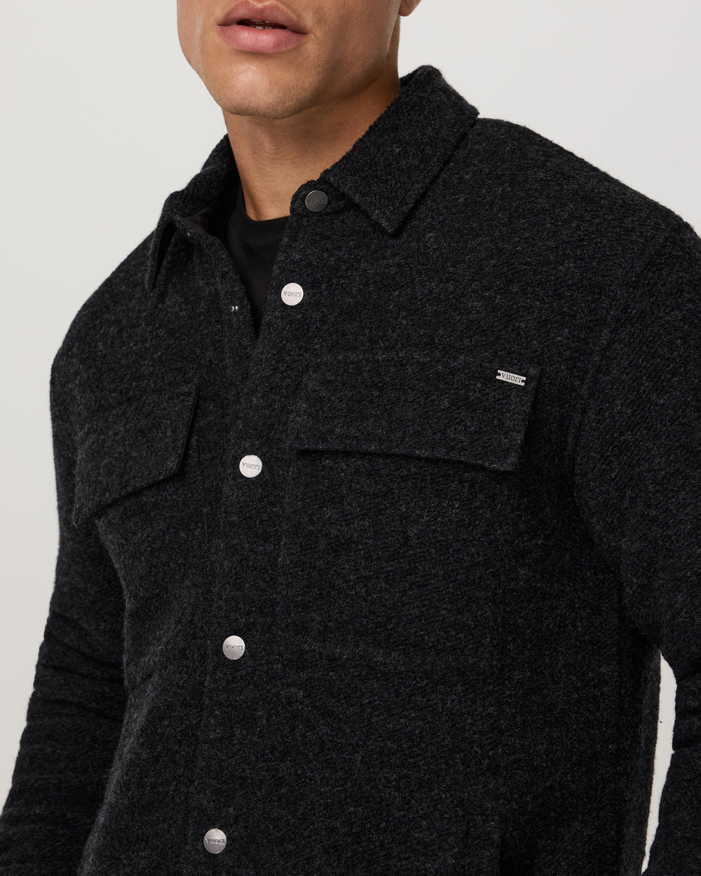Vuori Plymouth Wool Shirt Jacket Dark Black Heather Jacket