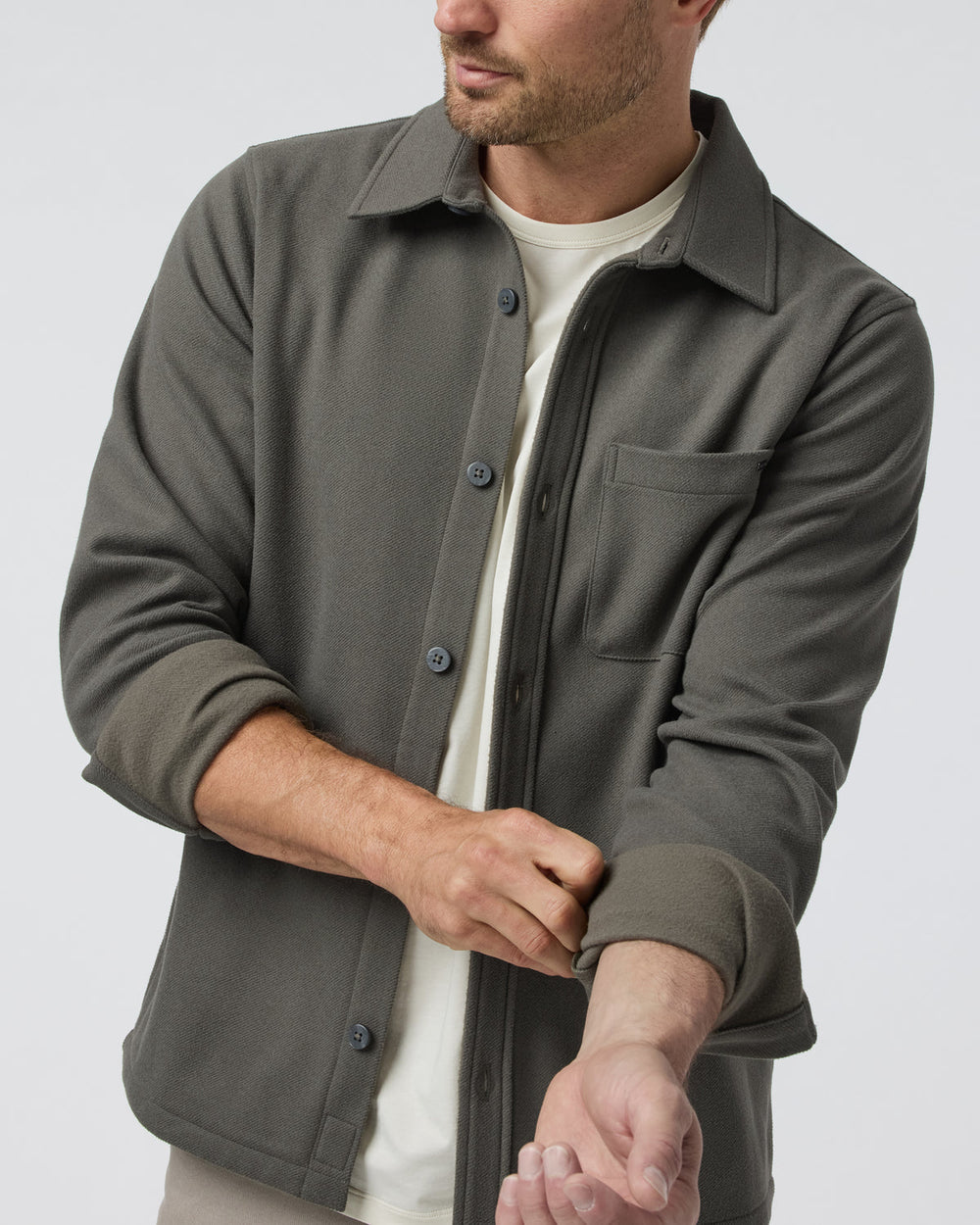 Vuori Beldon Shirt Jacket Knit Twill Oregano