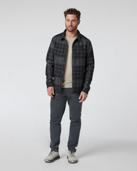 Vuori Coastside Shirt Jacket Men's Black Plaid Shirt