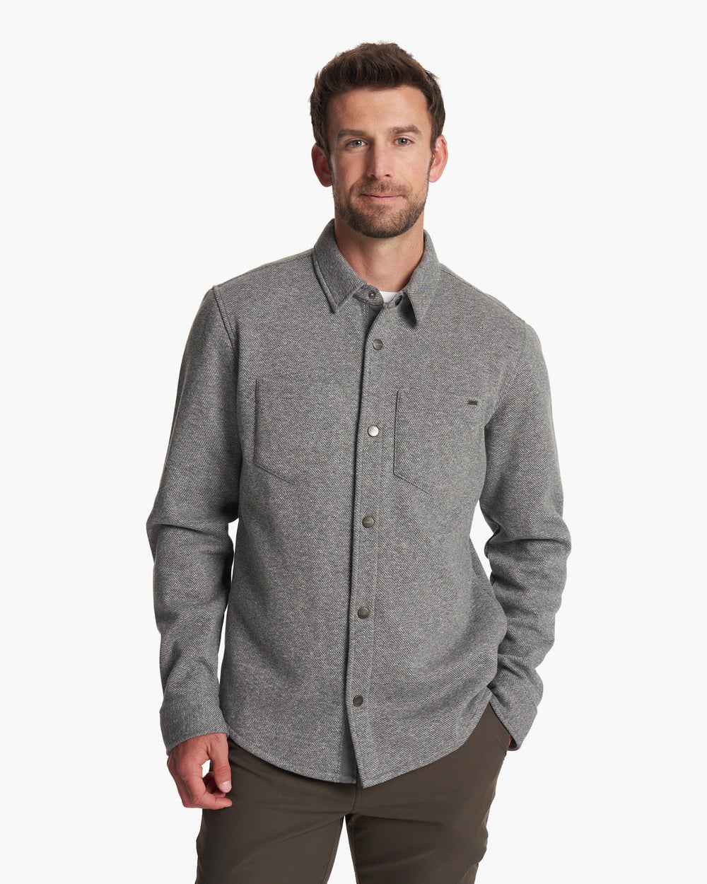 Vuori Del Mar Fleece Shirt Jacket Heather Grey Button Down
