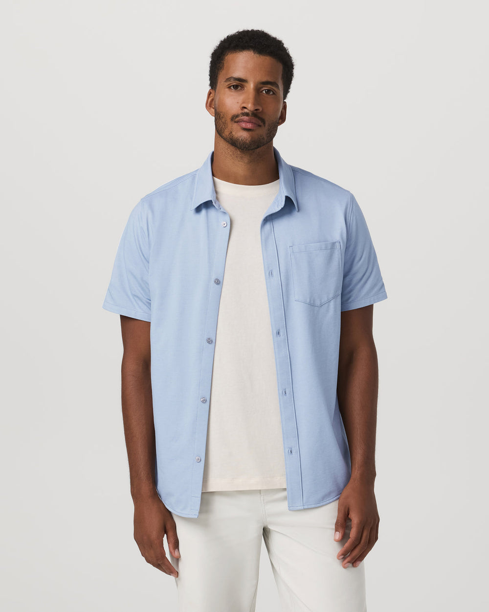 Vuori Short Sleeve Knit Oxford Button Down - Classic Fit Blue