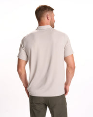 Vuori Knit Twill Polo Men's Beachsand Heather Golf Polo