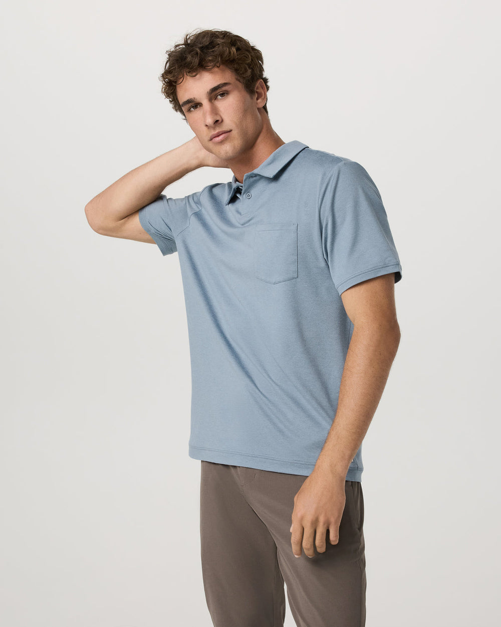 Vuori Men's Short Sleeve Ponto Performance Polo Flint Heather