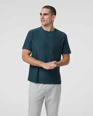 Vuori Short Sleeve Strato Pocket Tee - Relaxed Fit Light Deep Sea Heather
