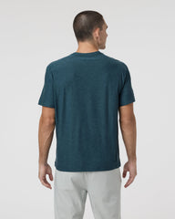 Vuori Short Sleeve Strato Pocket Tee - Relaxed Fit Light Deep Sea Heather