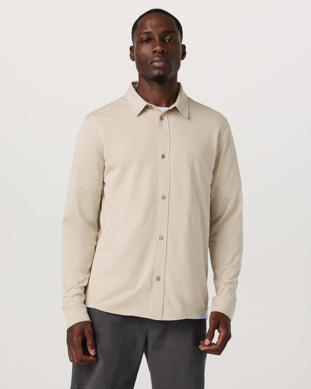Vuori Long Sleeve Knit Oxford Button Down Men's Trench Shirt