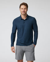 Vuori Long Sleeve Strato Tech Polo Navy Heather Blue Polo