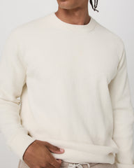 Vuori Midweight Rib Sweater Men's Ivory Ribbed Knit Sweater