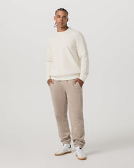 Vuori Midweight Rib Sweater Men's Ivory Ribbed Knit Sweater