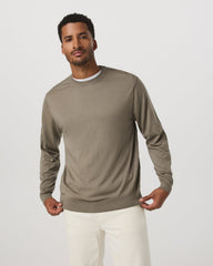 Vuori Merino Fine Gauge Wool Sweater Men's Taupe Sweater