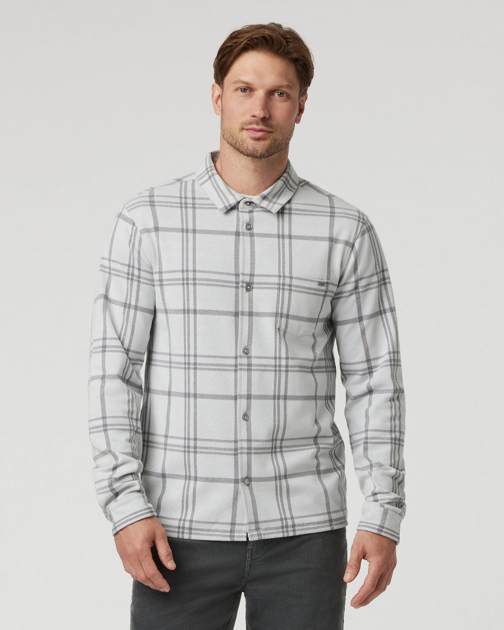 Vuori Seaview Plaid Buttondown Shirt Frost Grey