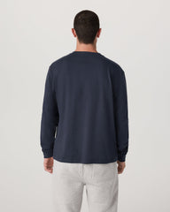 Vuori Long Sleeve Heavyweight Cotton Tee Men's Navy Shirt