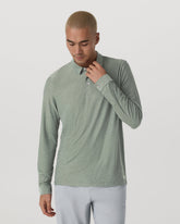 Vuori Long Sleeve Strato Tech Polo Men's Thyme Heather Shirt
