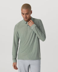 Vuori Long Sleeve Strato Tech Polo Men's Thyme Heather Shirt
