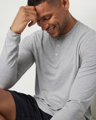 Vuori Long-Sleeve Ease Performance Henley Light Heather Grey