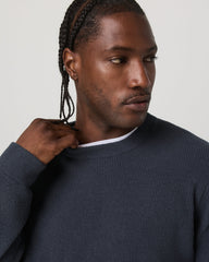 Vuori Midweight Rib Sweater Men's Navy Ribbed Knit Sweater