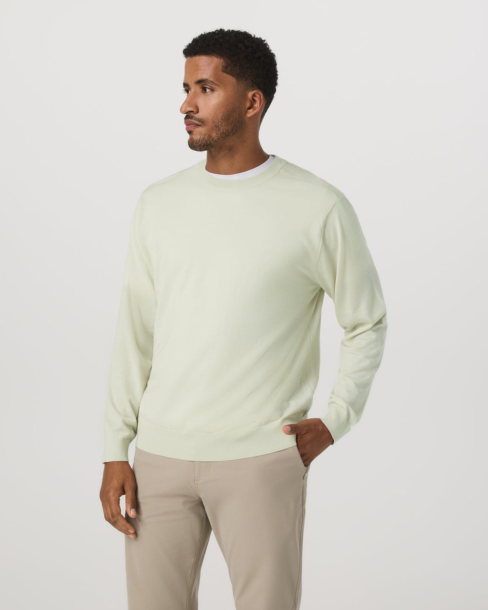 Vuori Men's Merino Fine Gauge Wool Sweater Sandalwood