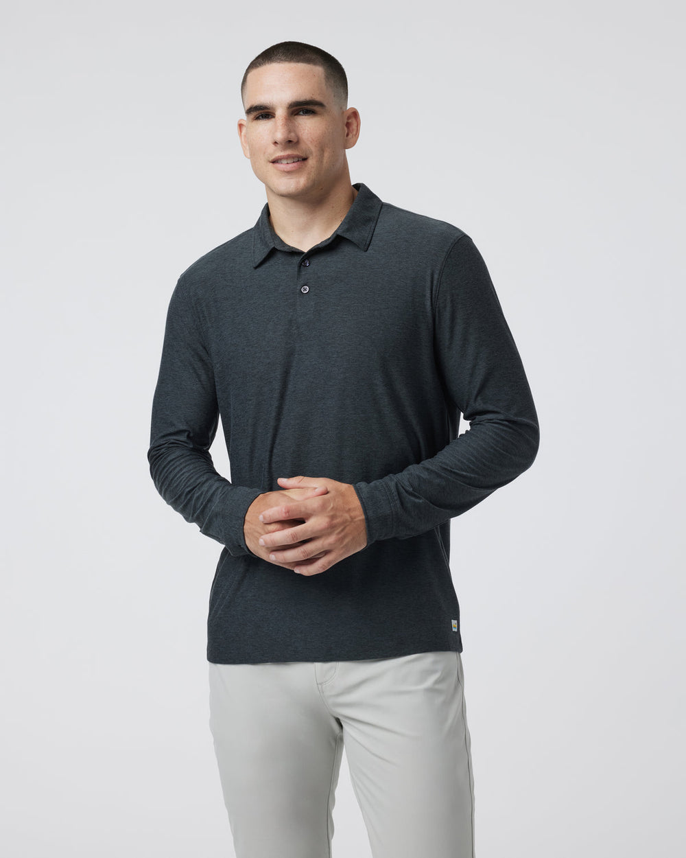 Vuori Long Sleeve Strato Tech Polo Charcoal Heather