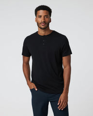 Vuori Short-Sleeve Tuvalu Henley Men's Black Henley Shirt