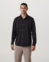 Vuori Long Sleeve Knit Oxford Button Down Men's Black Shirt