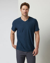 Vuori Strato Tech V-Neck Men's Navy Workout Shirt