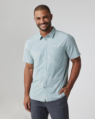 Vuori Short-Sleeve Bridge Button Down Chalk Blue Falling Fronds