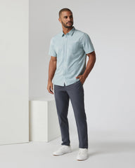 Vuori Short-Sleeve Bridge Button Down Chalk Blue Falling Fronds