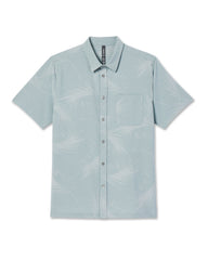 Vuori Short-Sleeve Bridge Button Down Chalk Blue Falling Fronds