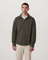 Vuori Jeffreys Overshirt Men's Olive Heather Button-Up Shirt