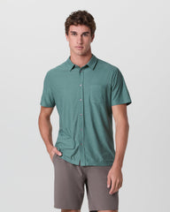 Vuori Short Sleeve Strato Button Down Bluegrass Heather