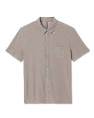 Vuori Short Sleeve Strato Button Down Mocha Heather