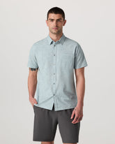 Vuori Short Sleeve Bridge Button Down Men's Chalk Blue Shirt