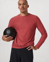 Vuori Long Sleeve Strato Tech Tee Fire Heather Workout Shirt