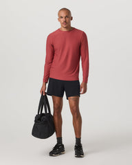 Vuori Long Sleeve Strato Tech Tee Fire Heather Workout Shirt