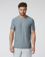 Vuori Strato Tech Tee Dusty Blue Heather Workout Shirt
