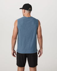 Vuori Strato Muscle Tee Men's Pool Blue Heather Tank Top